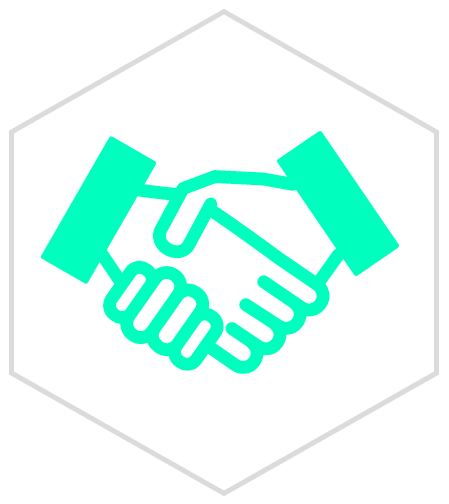 Every job is personal, business partners hand shake graphic icon