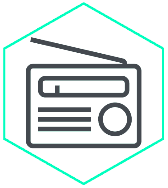 Radio broadcast commercial services graphic icon