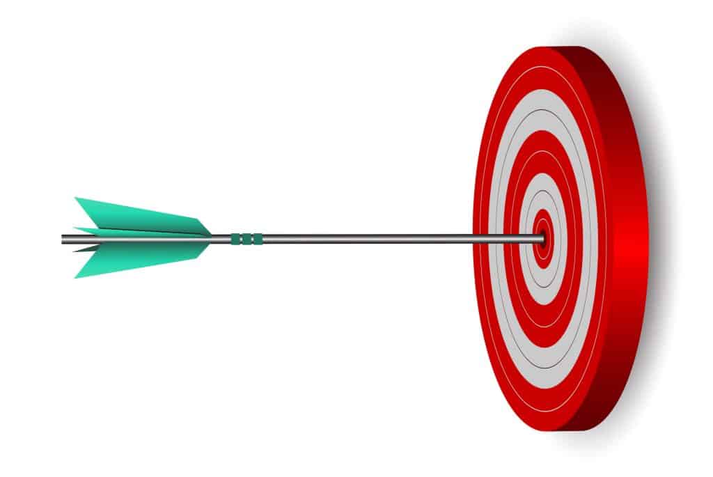 Reaching target markets, bulls eye arrow